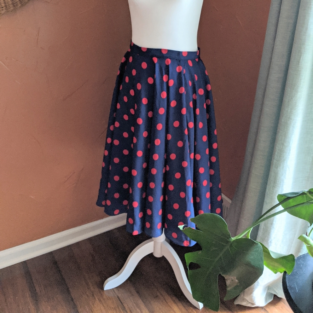 Retro polka dot circle skirt